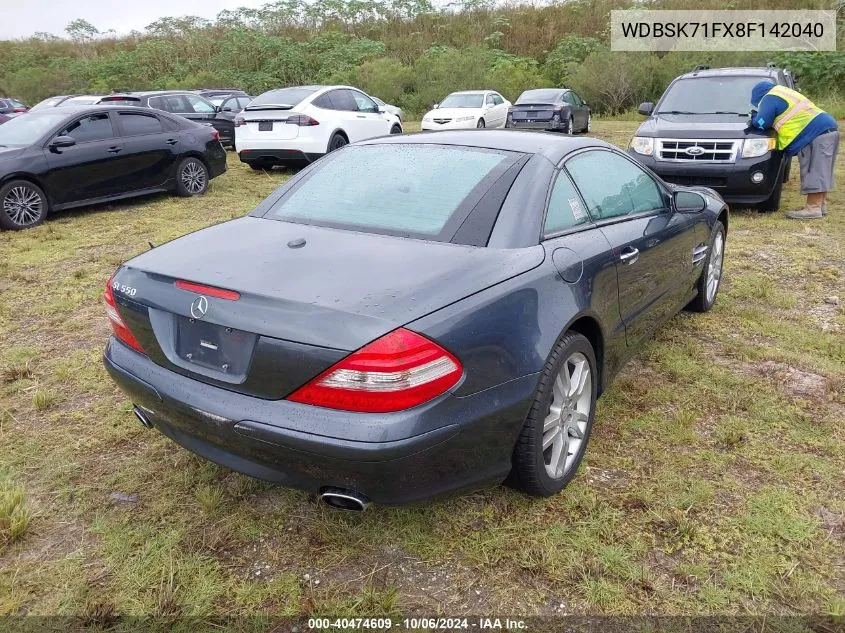 2008 Mercedes-Benz Sl 550 550 VIN: WDBSK71FX8F142040 Lot: 40474609