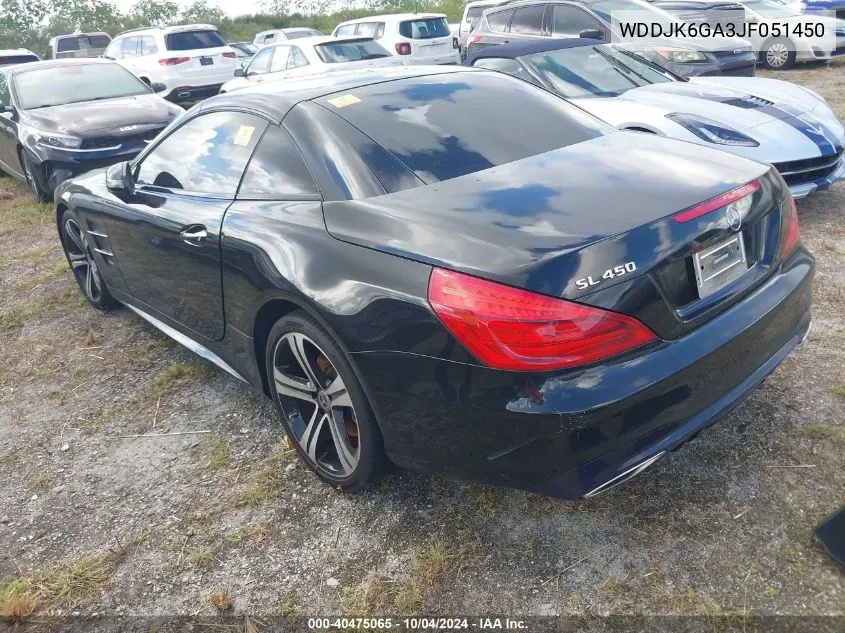 2018 Mercedes-Benz Sl 450 VIN: WDDJK6GA3JF051450 Lot: 40475065