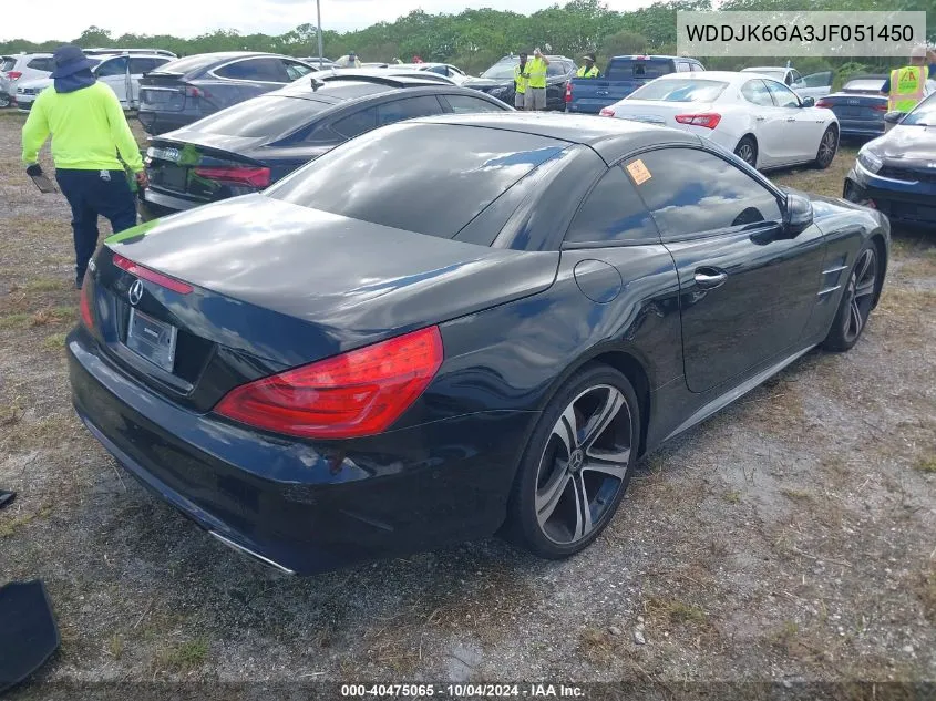 2018 Mercedes-Benz Sl 450 VIN: WDDJK6GA3JF051450 Lot: 40475065