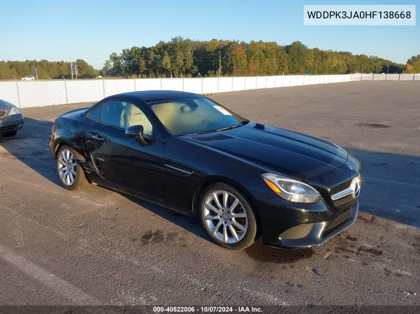 2017 Mercedes-Benz Slc 300 300 VIN: WDDPK3JA0HF138668 Lot: 40522006