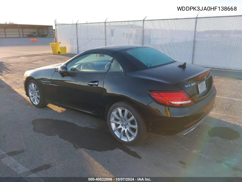 2017 Mercedes-Benz Slc 300 300 VIN: WDDPK3JA0HF138668 Lot: 40522006