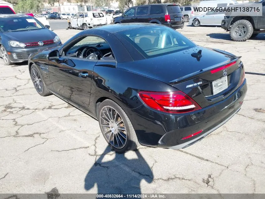 2017 Mercedes-Benz Amg Slc 43 VIN: WDDPK6GA6HF138716 Lot: 40832664