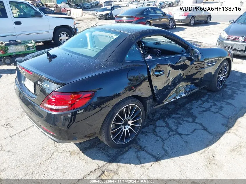 2017 Mercedes-Benz Amg Slc 43 VIN: WDDPK6GA6HF138716 Lot: 40832664