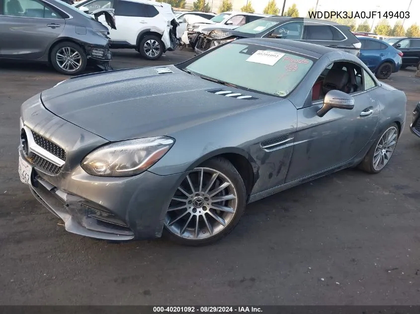 2018 Mercedes-Benz Slc 300 VIN: WDDPK3JA0JF149403 Lot: 40201092