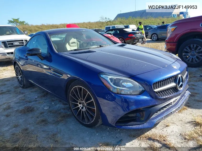 2018 Mercedes-Benz Slc 300 VIN: WDDPK3JA2JF149953 Lot: 40563871