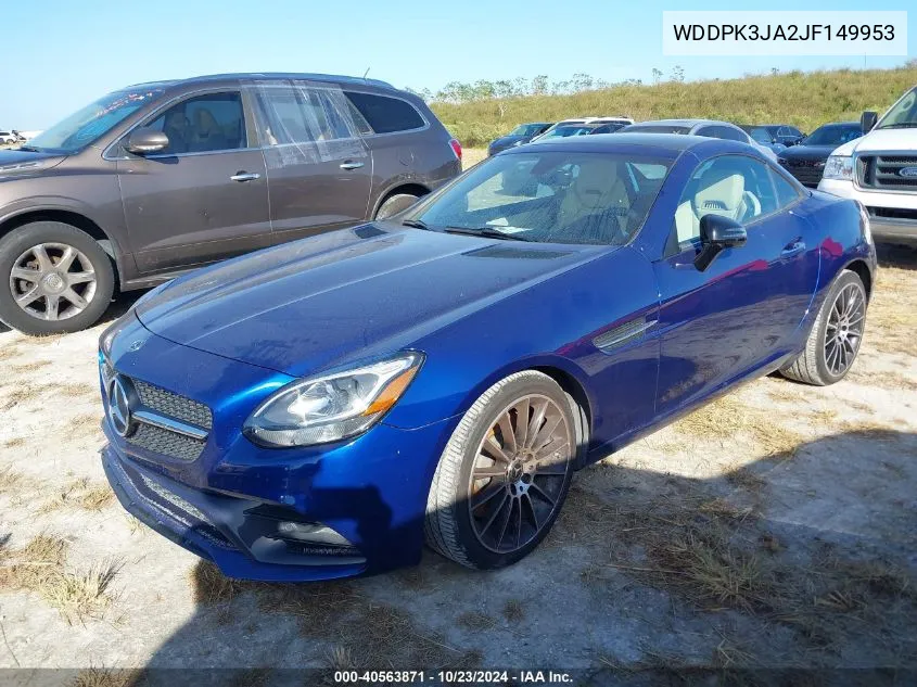 2018 Mercedes-Benz Slc 300 VIN: WDDPK3JA2JF149953 Lot: 40563871