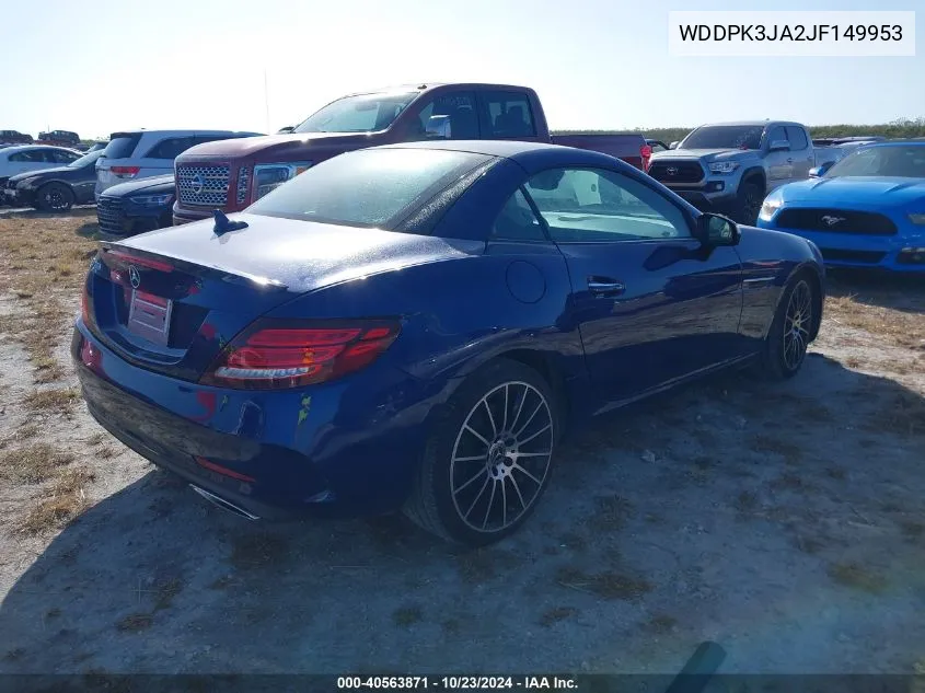 2018 Mercedes-Benz Slc 300 VIN: WDDPK3JA2JF149953 Lot: 40563871