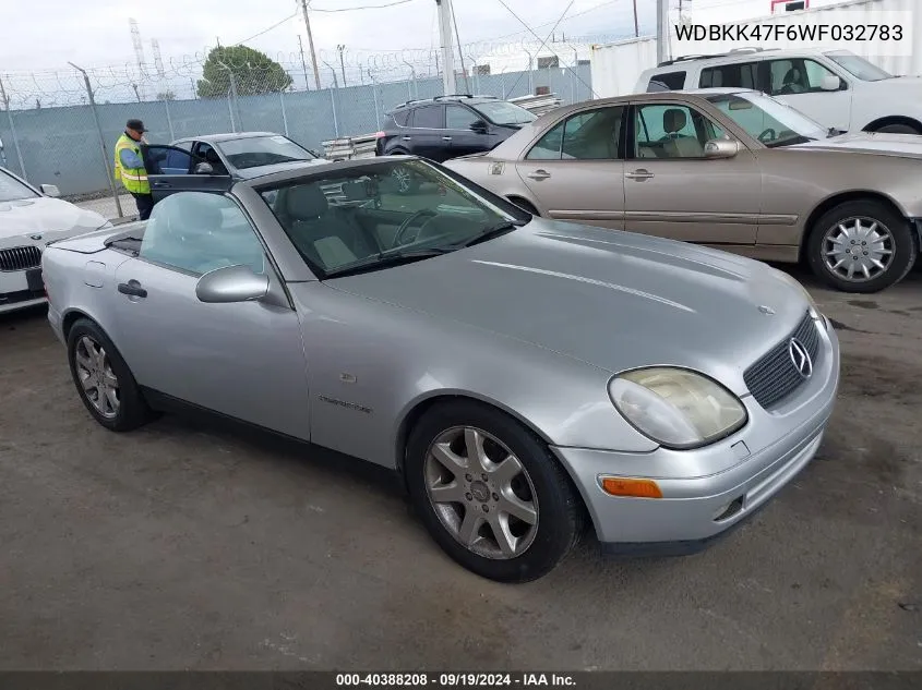 1998 Mercedes-Benz Slk 230 VIN: WDBKK47F6WF032783 Lot: 40388208