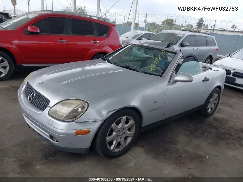 1998 Mercedes-Benz Slk 230 VIN: WDBKK47F6WF032783 Lot: 40388208