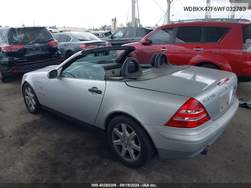 1998 Mercedes-Benz Slk 230 VIN: WDBKK47F6WF032783 Lot: 40388208