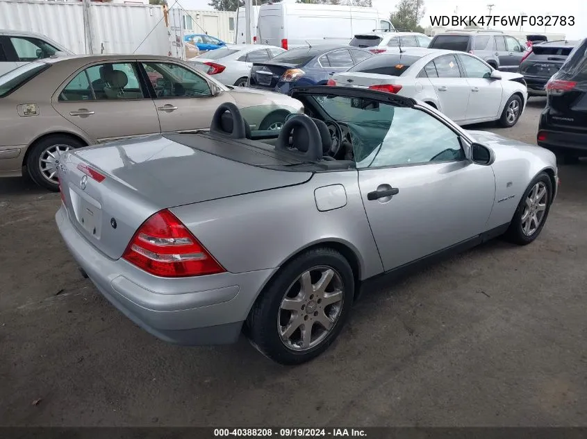 1998 Mercedes-Benz Slk 230 VIN: WDBKK47F6WF032783 Lot: 40388208