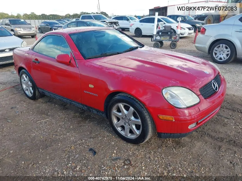 1998 Mercedes-Benz Slk 230 VIN: WDBKK47F2WF072083 Lot: 40742975