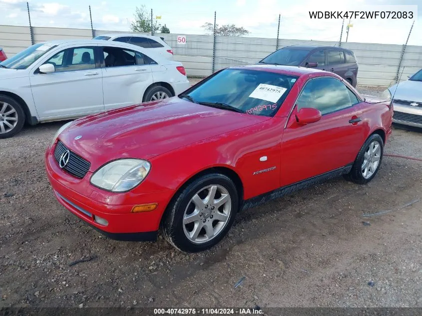 1998 Mercedes-Benz Slk 230 VIN: WDBKK47F2WF072083 Lot: 40742975