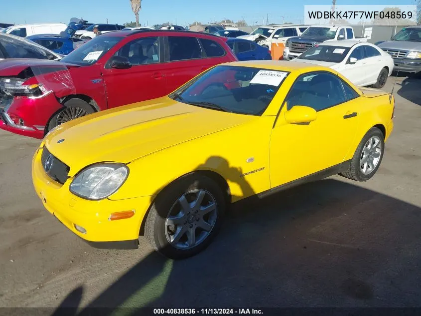 1998 Mercedes-Benz Slk 230 230 Kompressor VIN: WDBKK47F7WF048569 Lot: 40838536