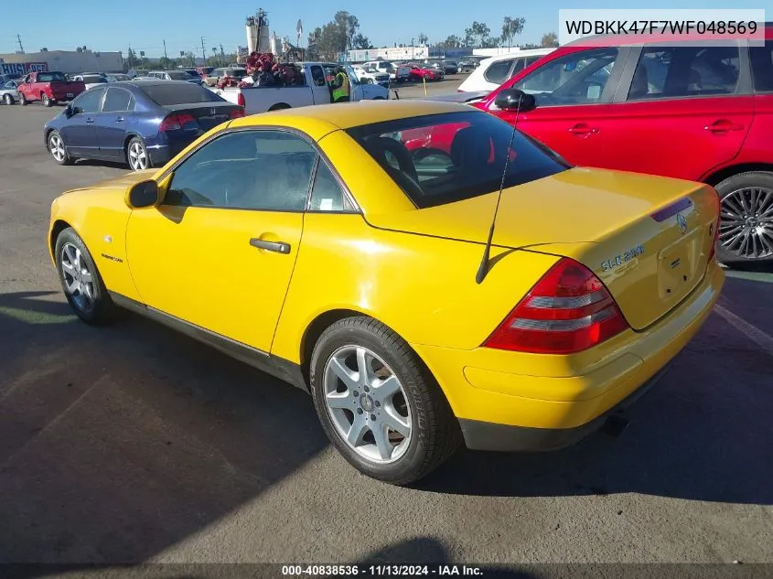 1998 Mercedes-Benz Slk 230 230 Kompressor VIN: WDBKK47F7WF048569 Lot: 40838536