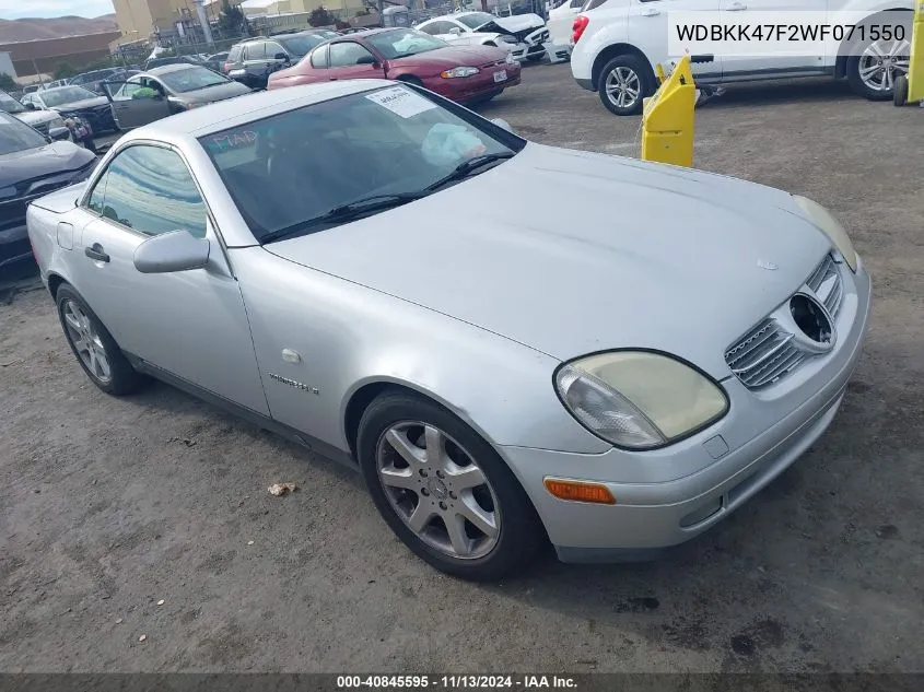 1998 Mercedes-Benz Slk 230 VIN: WDBKK47F2WF071550 Lot: 40845595