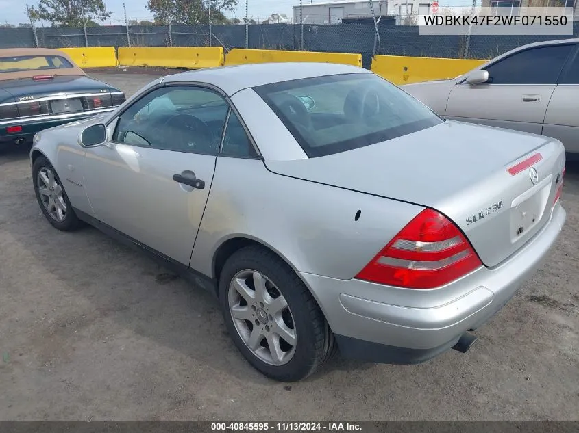 1998 Mercedes-Benz Slk 230 VIN: WDBKK47F2WF071550 Lot: 40845595