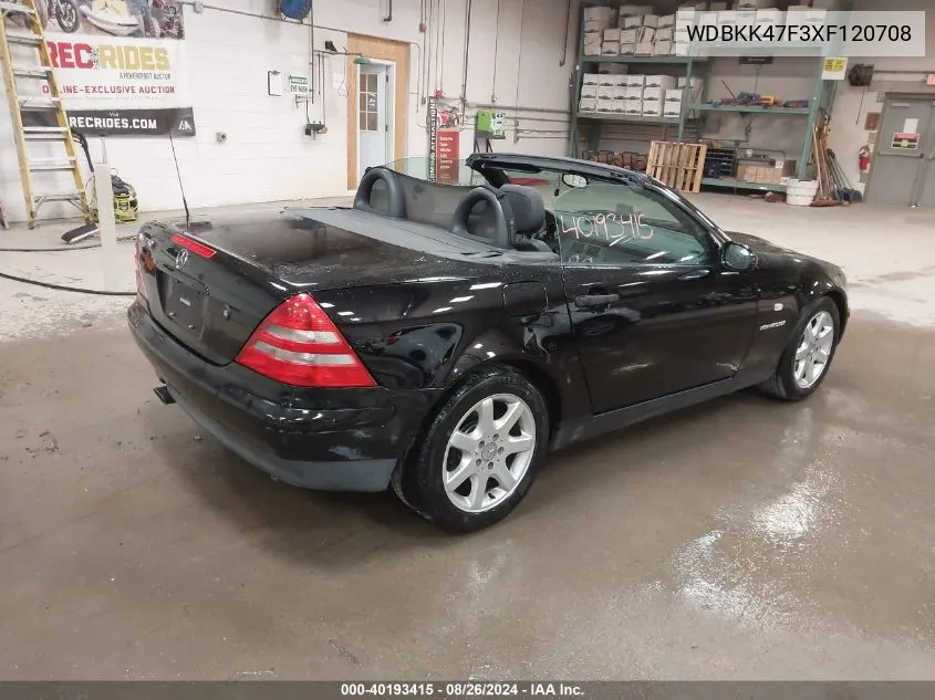 1999 Mercedes-Benz Slk 230 Kompressor VIN: WDBKK47F3XF120708 Lot: 40193415