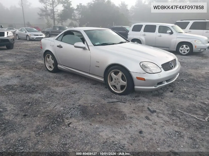 1999 Mercedes-Benz Slk 230 Kompressor VIN: WDBKK47F4XF097858 Lot: 40459127