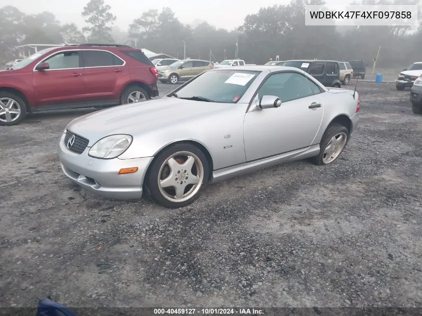 1999 Mercedes-Benz Slk 230 Kompressor VIN: WDBKK47F4XF097858 Lot: 40459127