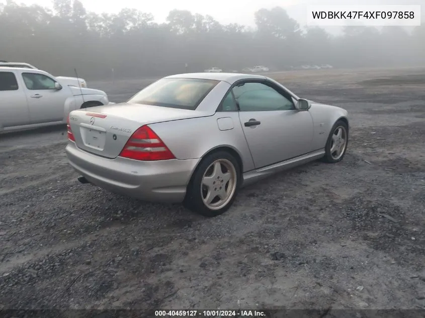 1999 Mercedes-Benz Slk 230 Kompressor VIN: WDBKK47F4XF097858 Lot: 40459127