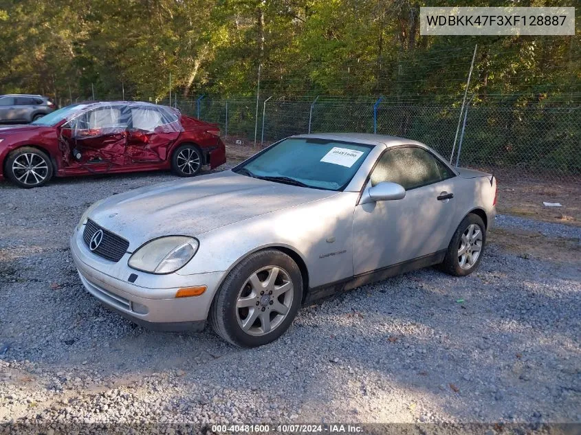 1999 Mercedes-Benz Slk 230 Kompressor VIN: WDBKK47F3XF128887 Lot: 40481600