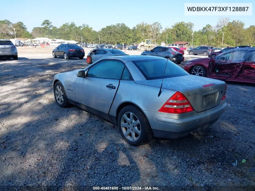 1999 Mercedes-Benz Slk 230 Kompressor VIN: WDBKK47F3XF128887 Lot: 40481600