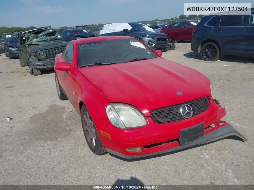 1999 Mercedes-Benz Slk 230 Kompressor VIN: WDBKK47F0XF127504 Lot: 40560504