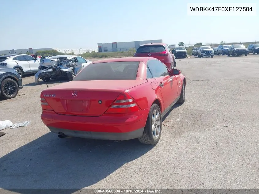 1999 Mercedes-Benz Slk 230 Kompressor VIN: WDBKK47F0XF127504 Lot: 40560504