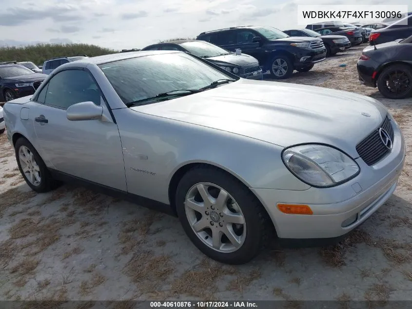 1999 Mercedes-Benz Slk 230 Kompressor VIN: WDBKK47F4XF130096 Lot: 40610876