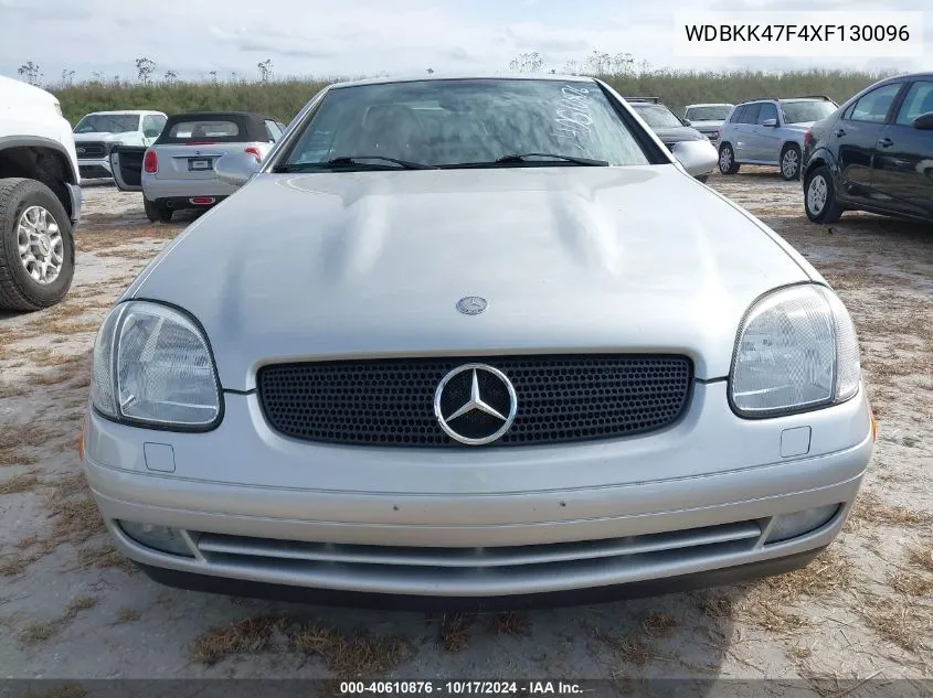 1999 Mercedes-Benz Slk 230 Kompressor VIN: WDBKK47F4XF130096 Lot: 40610876