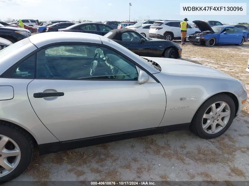 1999 Mercedes-Benz Slk 230 Kompressor VIN: WDBKK47F4XF130096 Lot: 40610876