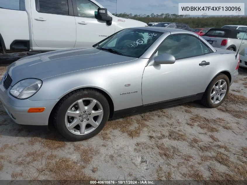 1999 Mercedes-Benz Slk 230 Kompressor VIN: WDBKK47F4XF130096 Lot: 40610876