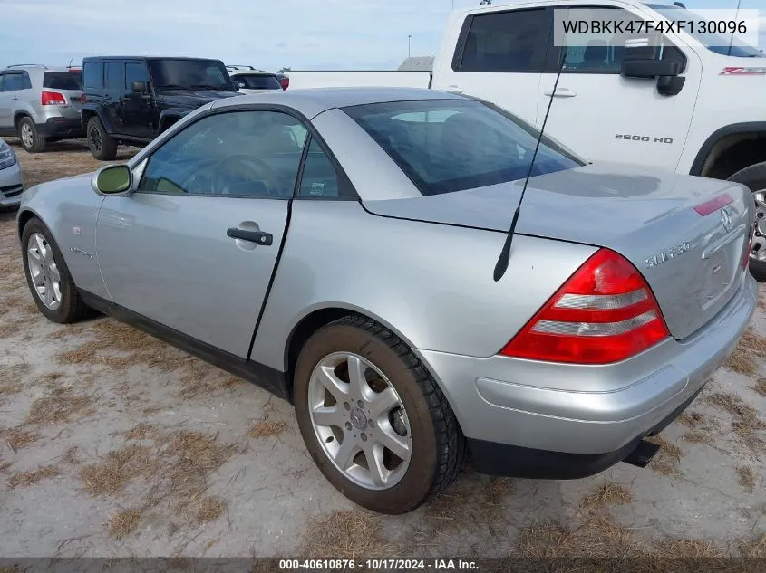 1999 Mercedes-Benz Slk 230 Kompressor VIN: WDBKK47F4XF130096 Lot: 40610876