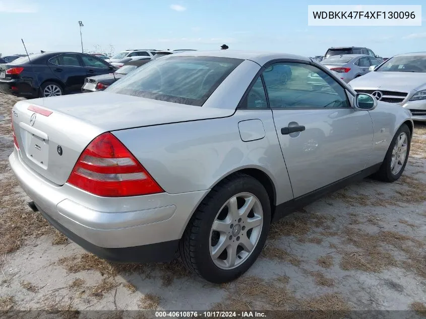 1999 Mercedes-Benz Slk 230 Kompressor VIN: WDBKK47F4XF130096 Lot: 40610876