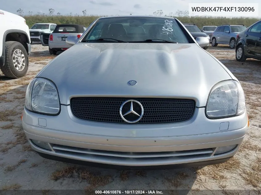 1999 Mercedes-Benz Slk 230 Kompressor VIN: WDBKK47F4XF130096 Lot: 40610876