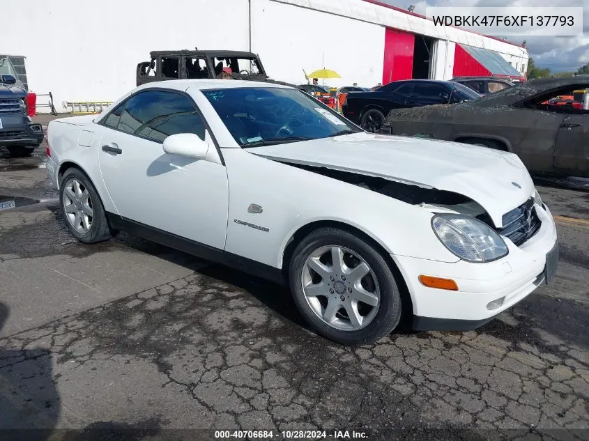 1999 Mercedes-Benz Slk 230 Kompressor VIN: WDBKK47F6XF137793 Lot: 40706684