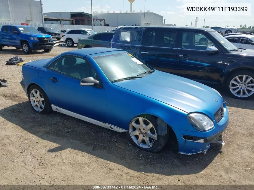 2001 Mercedes-Benz Slk 230 Kompressor VIN: WDBKK49F11F193399 Lot: 39733742