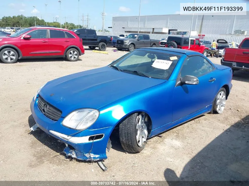 2001 Mercedes-Benz Slk 230 Kompressor VIN: WDBKK49F11F193399 Lot: 39733742