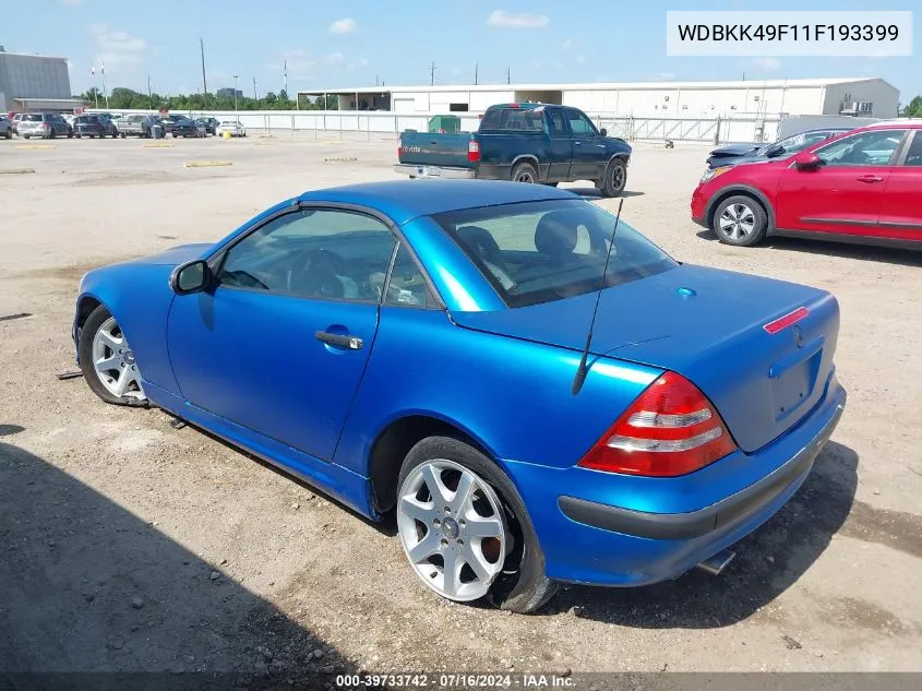 2001 Mercedes-Benz Slk 230 Kompressor VIN: WDBKK49F11F193399 Lot: 39733742