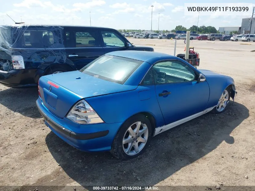 2001 Mercedes-Benz Slk 230 Kompressor VIN: WDBKK49F11F193399 Lot: 39733742