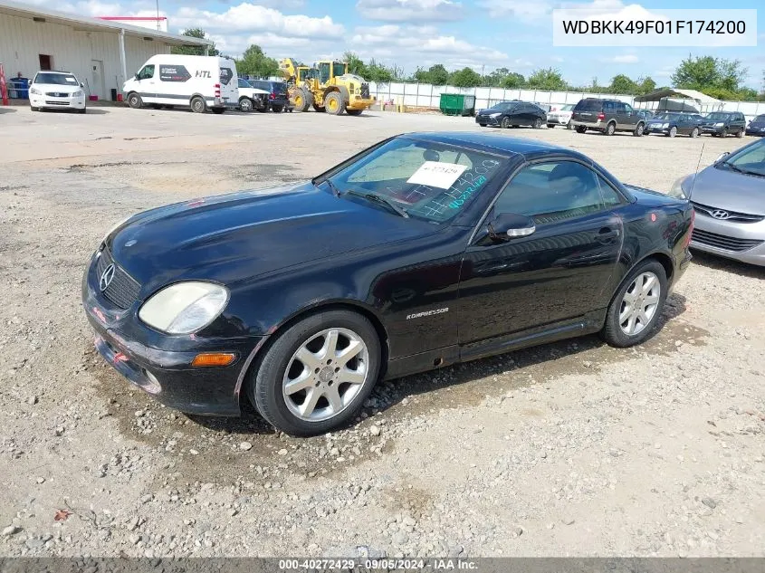 2001 Mercedes-Benz Slk 230 Kompressor VIN: WDBKK49F01F174200 Lot: 40272429