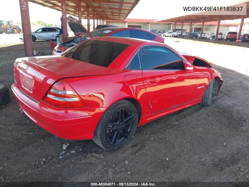 2001 Mercedes-Benz Slk 230 Kompressor VIN: WDBKK49F41F183837 Lot: 40304071