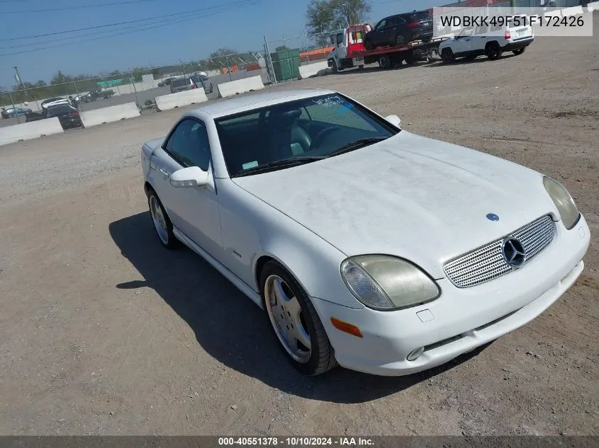 2001 Mercedes-Benz Slk 230 Kompressor VIN: WDBKK49F51F172426 Lot: 40551378