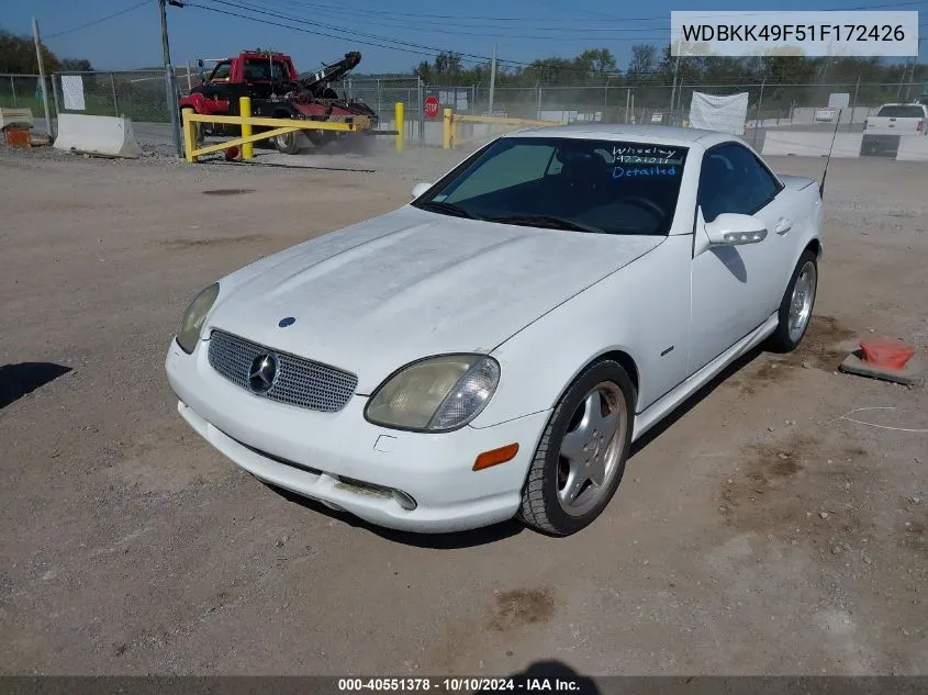 2001 Mercedes-Benz Slk 230 Kompressor VIN: WDBKK49F51F172426 Lot: 40551378