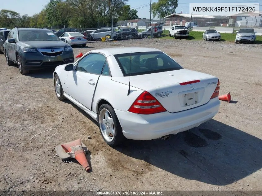 2001 Mercedes-Benz Slk 230 Kompressor VIN: WDBKK49F51F172426 Lot: 40551378