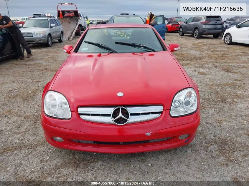 2001 Mercedes-Benz Slk 230 Kompressor VIN: WDBKK49F71F216636 Lot: 40557860