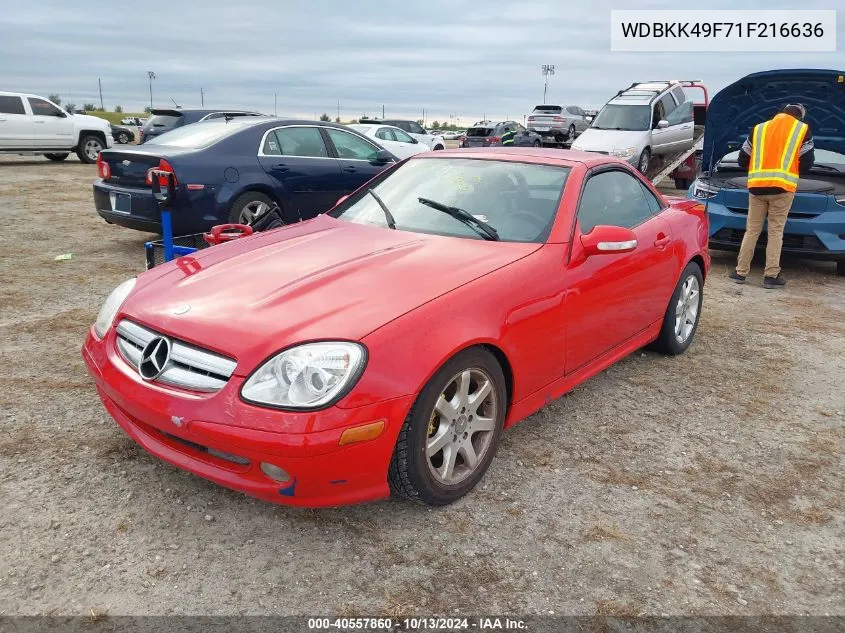 2001 Mercedes-Benz Slk 230 Kompressor VIN: WDBKK49F71F216636 Lot: 40557860