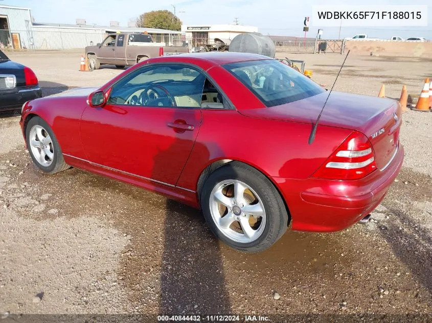 2001 Mercedes-Benz Slk 320 VIN: WDBKK65F71F188015 Lot: 40844432