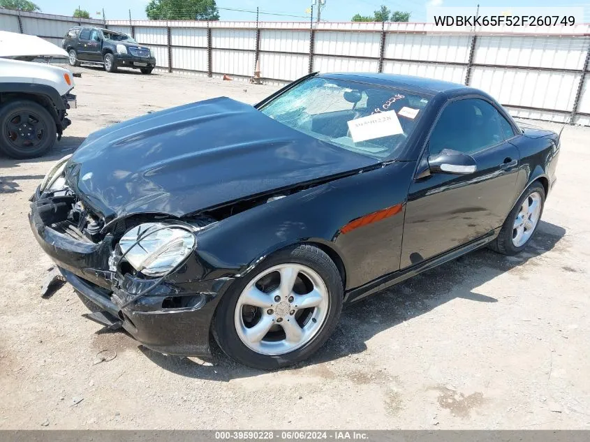 2002 Mercedes-Benz Slk 320 VIN: WDBKK65F52F260749 Lot: 39590228